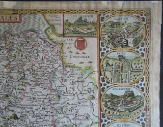 SPEED MAP c1676 WALES Counties COLOUR ENGRAVED Basset & Chiswell 10