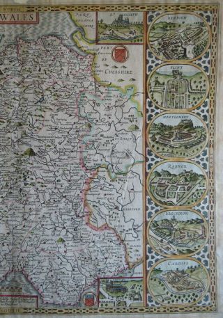 SPEED MAP c1676 WALES Counties COLOUR ENGRAVED Basset & Chiswell 11