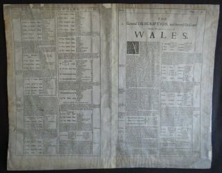 SPEED MAP c1676 WALES Counties COLOUR ENGRAVED Basset & Chiswell 12