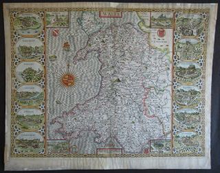 Speed Map C1676 Wales Counties Colour Engraved Basset & Chiswell