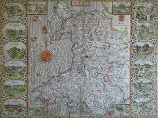 SPEED MAP c1676 WALES Counties COLOUR ENGRAVED Basset & Chiswell 2