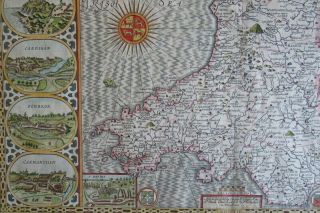 SPEED MAP c1676 WALES Counties COLOUR ENGRAVED Basset & Chiswell 5