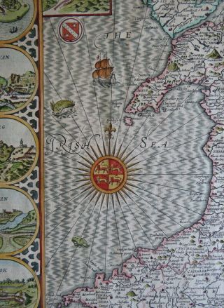 SPEED MAP c1676 WALES Counties COLOUR ENGRAVED Basset & Chiswell 6