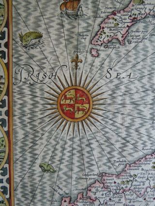 SPEED MAP c1676 WALES Counties COLOUR ENGRAVED Basset & Chiswell 7