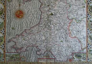SPEED MAP c1676 WALES Counties COLOUR ENGRAVED Basset & Chiswell 8