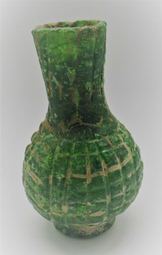 ANCIENT PHOENICIAN GLASS BOTTLE WITH BEARDED MALE FACE DEPICTED 3