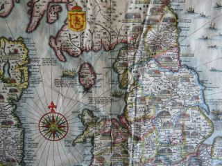 JOHN SPEED MAP c1627 INVASIONS ENGLAND & IRELAND Engraved ARMADA Civil Wars 10