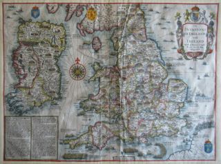JOHN SPEED MAP c1627 INVASIONS ENGLAND & IRELAND Engraved ARMADA Civil Wars 12