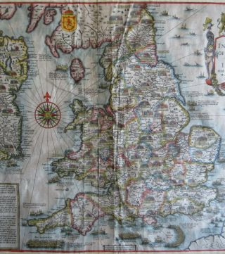 JOHN SPEED MAP c1627 INVASIONS ENGLAND & IRELAND Engraved ARMADA Civil Wars 8
