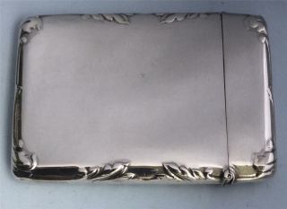 EXQUISITE ' SINGLE ROSE ' EMBOSSED EDWARDIAN SILVER CARD CASE HM.  CHESTER 1910 3