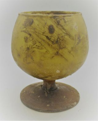 Museum Quality Ancient Roman Glass Chalice Circa 200 - 300ad