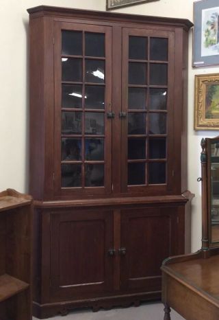 Antique Corner Cabinet Circa 1860’s Large Early Cabinet Seed Glass 2