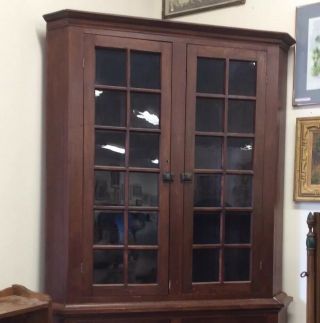 Antique Corner Cabinet Circa 1860’s Large Early Cabinet Seed Glass 3
