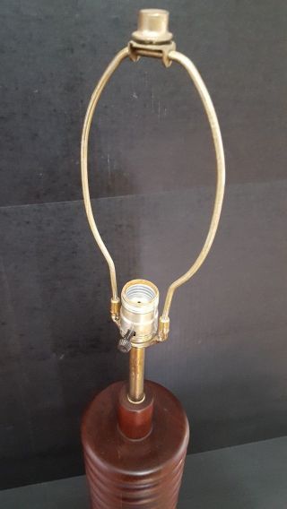 Vtg 1960 ' s Turned Stacked Teak Lamp Light Denmark Mid Century Danish Modern 7