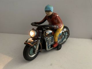 Vintage Tin Toy Motorcycle & Rider 11