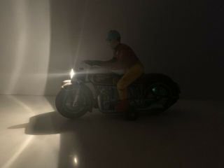 Vintage Tin Toy Motorcycle & Rider 12