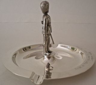 GARRARD FIGURAL STERLING MILITARY TATTOO TROPHY ASHTRAY ANGLO - PORTUGESE LISBON 4