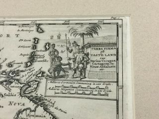 Pieter van der Aa Framed Map 1700s Venezuela South America Panama Colonial Spain 2