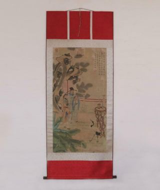 Yuan Dynasty Wang Zhenpeng Signed Old Chinese Hand Painted Calligraphy Scroll