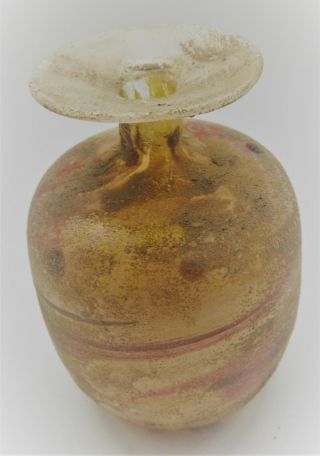 ANCIENT ROMAN MARBLED GLASS MEDICINE BOTTLE CIRCA 200 - 300AD 2