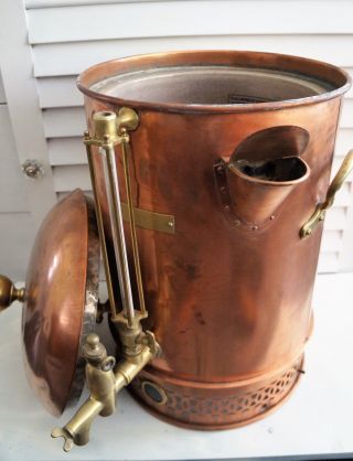 Antique Victorian Benham & Son Wigmore Copper Water Tea Coffee Urn Boiler Lid 5