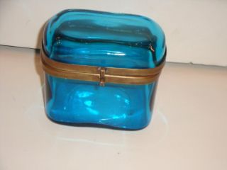 $1800 Rare Nyc Private Estate Lovely European Hinged Lid Cobalt Blue Glass Box