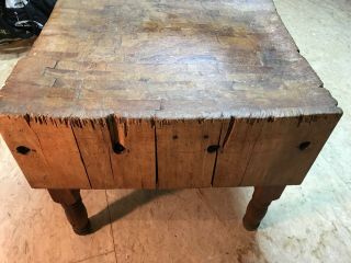 RARE Vintage Solid Wood Butcher Block Table 29 