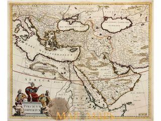 Turcicum Imperium Antique Map Persia Arabia Frederick De Wit 1670