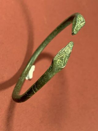 ANCIENT CELTIC BRONZE BRACELET CIRCA 1500 - 1000 BCE - DETAILED TERMINALS 6