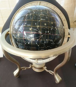 Night Sky Gemstone (showing solar constellations) Globe with Stand and compass 2