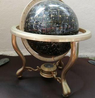 Night Sky Gemstone (showing solar constellations) Globe with Stand and compass 6