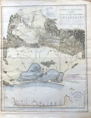 1843 Mexico Isthmus Tehuantepec / Coatzacoalcos Map 18 X 24”