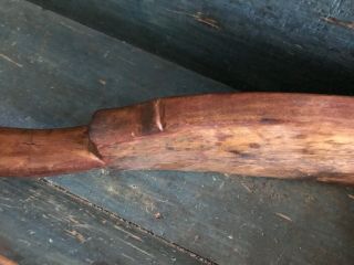 Primitive Early Feather Rope Bed Smoother Patina /Carving.  Trace Red 7
