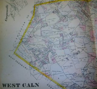 WEST CALN CHESTER COUNTY 1883 MAP COMPASSVILLE CAINS COATESVILLE PENNSYLVANIA 3