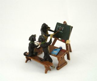Franz Bergmann Vienna Teacher,  2 Dachshund At School Learning Math Bronze Dog