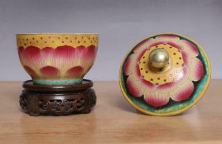 Qianlong Signed Antique Old Chinese Famille Rose Louts Flower Pot With Lid