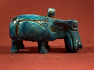 Ancient Egyptian Hippopotamus Taweret Fertility God Statuette Circa 990 - 660bce