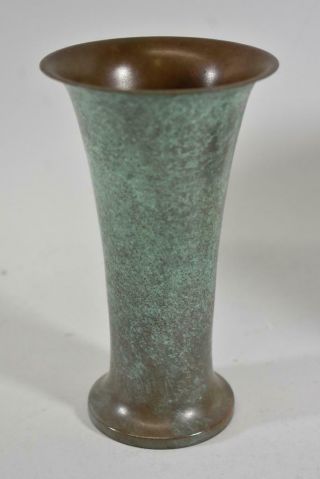 Pair Silver Crest Vintage Arts and Crafts Vase Green 3