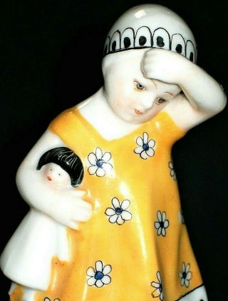 Antique German Art Deco Goebel Little Girl With Her Doll Porcelain Figurine