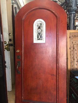 Arched Front Door Spanish With Iron Window Grid Speakeasy Old 1930 