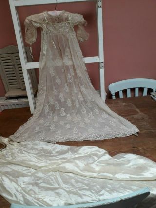 Antique Georgian Christening Gown Dress & Petticoat Vintage Doll