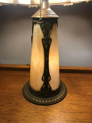 Antique Art Nouveau Slag Glass Table Lamp 4