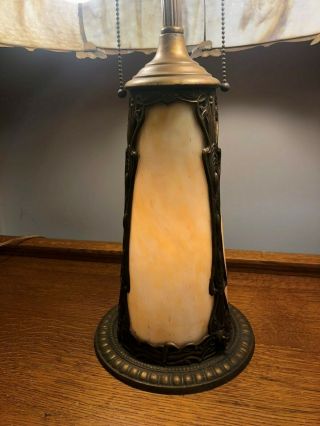 Antique Art Nouveau Slag Glass Table Lamp 5
