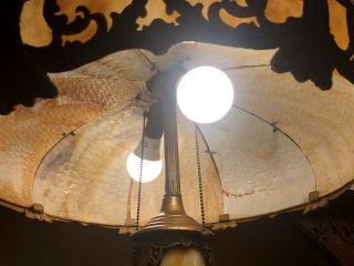 Antique Art Nouveau Slag Glass Table Lamp 7