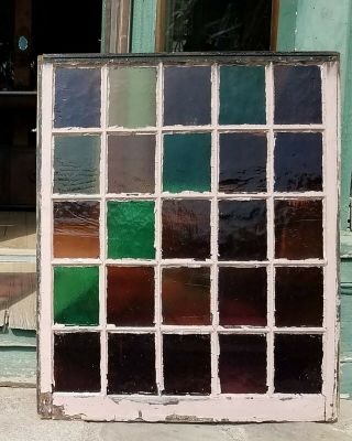 VICTORIAN QUEEN ANNE MULLIONED STAINED GLASS DOUBLE HUNG WINDOW 2