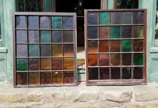 VICTORIAN QUEEN ANNE MULLIONED STAINED GLASS DOUBLE HUNG WINDOW 4