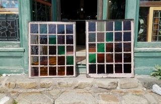 VICTORIAN QUEEN ANNE MULLIONED STAINED GLASS DOUBLE HUNG WINDOW 5