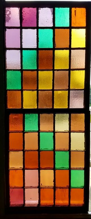 VICTORIAN QUEEN ANNE MULLIONED STAINED GLASS DOUBLE HUNG WINDOW 6