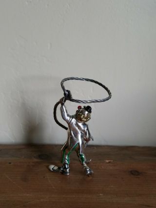 LOVELY SOLID 925 STERLING SILVER & ENAMEL ITALIAN CLOWN FIGURE VINTAGE ESTATE 12