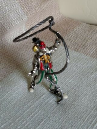 LOVELY SOLID 925 STERLING SILVER & ENAMEL ITALIAN CLOWN FIGURE VINTAGE ESTATE 2